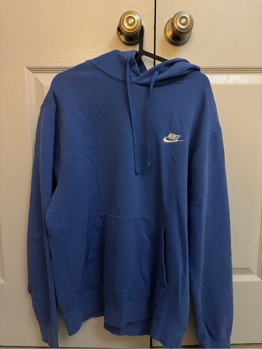 Nike Men's Royal Blue Pullover Hoodie with Small White Swoosh